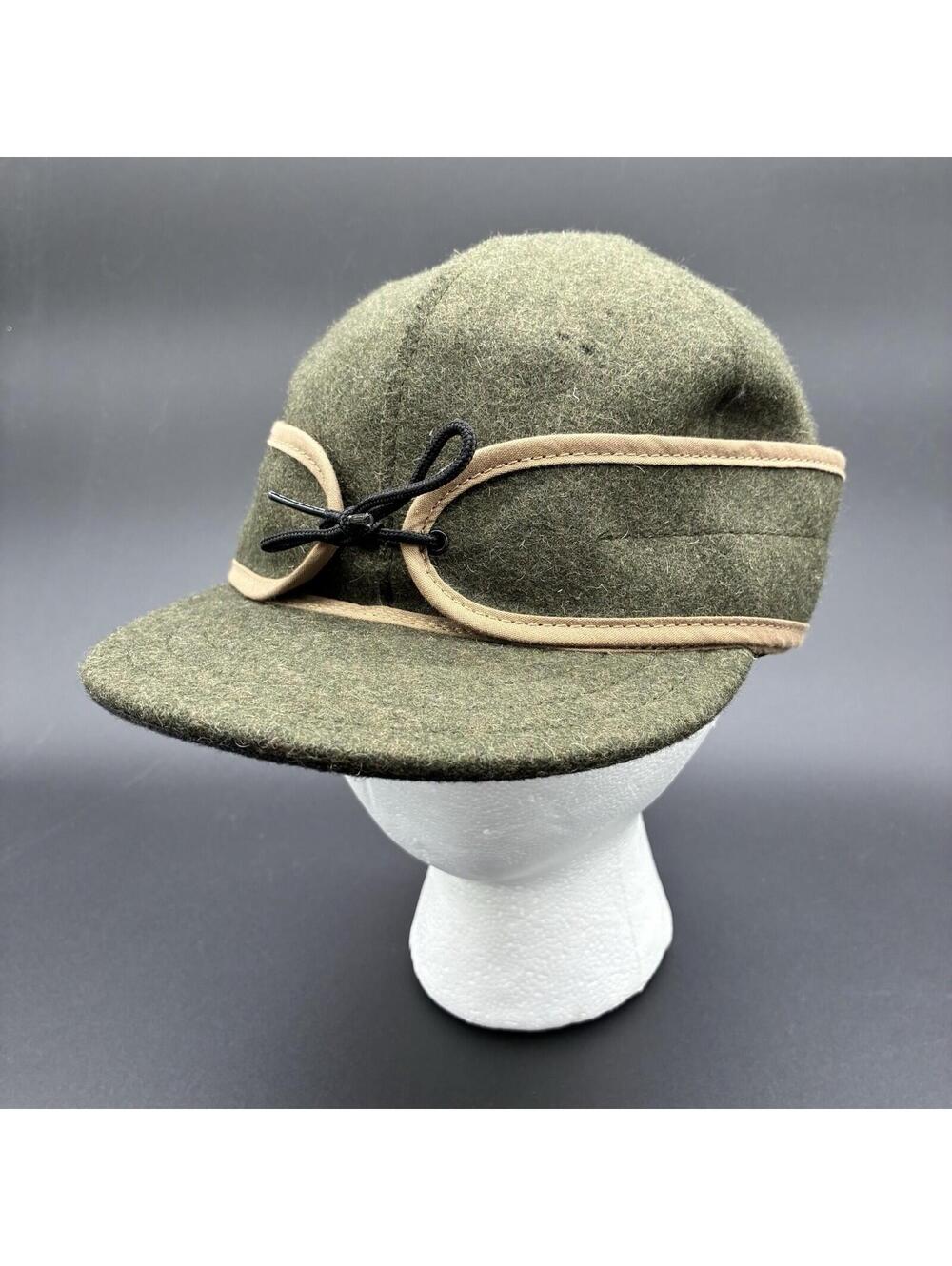 Stormy Kromer Original Wool Cap Green USA Made Ear Flap Tie Hat 6 7/8